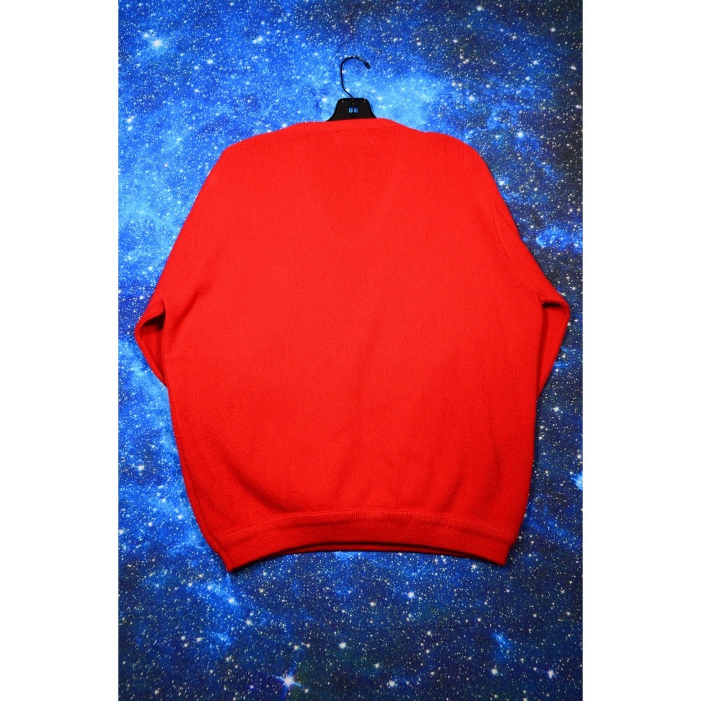 Vintage Izod Lacoste Sweater Mens XL Red Acrylic V-Neck Pullover Made In USA 80s - Picture 11 of 11